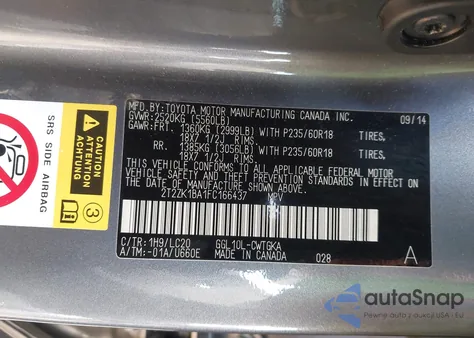 2015 Lexus Rx 350 from USA, damaged, VIN 2T2ZK1BA1FC166437